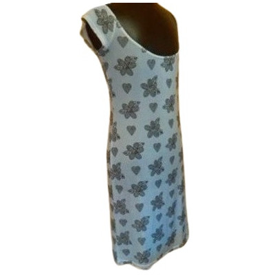 Le Fate - Tubino scollato in cotone bianco floreale nero - Italianfashionglam