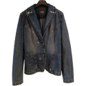 Alysi - Giacca da donna in cotone denim blue jeans stinto - Italianfashionglam