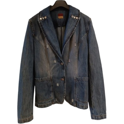 Alysi - Giacca da donna in cotone denim blue jeans stinto - Italianfashionglam