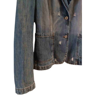 Alysi - Giacca da donna in cotone denim blue jeans stinto - Italianfashionglam