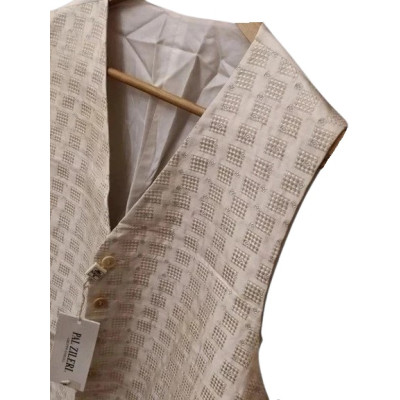 Pal Zileri - Gilet da uomo in seta damascata color panna - Italianfashionglam