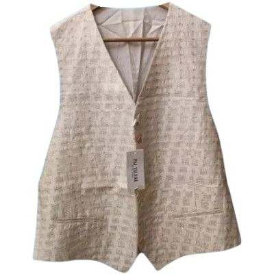 Pal Zileri - Gilet da uomo in seta damascata color panna - Italianfashionglam