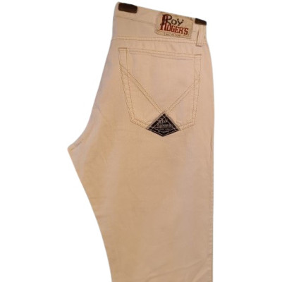 Roy Roger's - White jeans da uomo in cotone a gamba dritta - Italianfashionglam