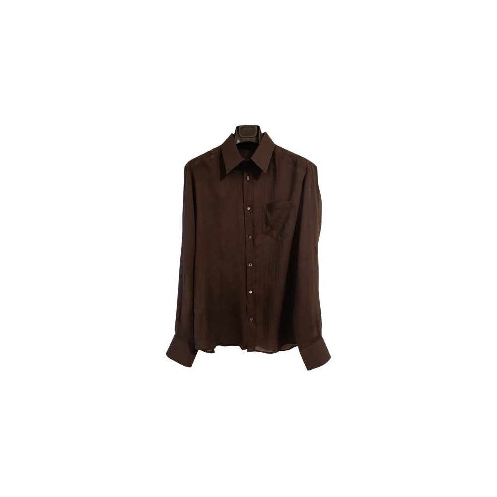Dolce & Gabbana - Camicia da uomo in cotone marrone scuro - Italianfashionglam Dolce & Gabbana - Camicia da uomo in cotone marrone scuro - Italianfashionglam
