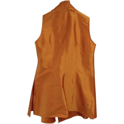 Luisa Spagnoli - Gilet lungo da donna in seta color zucca - Italianfashionglam