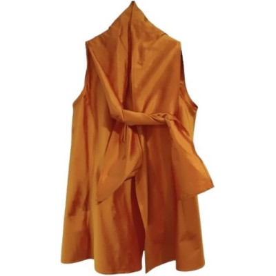 Luisa Spagnoli - Gilet lungo da donna in seta color zucca - Italianfashionglam