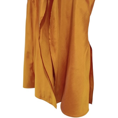 Luisa Spagnoli - Gilet lungo da donna in seta color zucca - Italianfashionglam