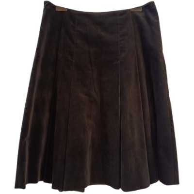 Max Mara - Gonna a campana con pieghe in velluto grigio antracite - Italianfashionglam