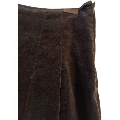 Max Mara - Gonna a campana con pieghe in velluto grigio antracite - Italianfashionglam