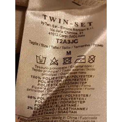 Twin Set - Top in poliestere di colore beige con pizzo nero - Italianfashionglam