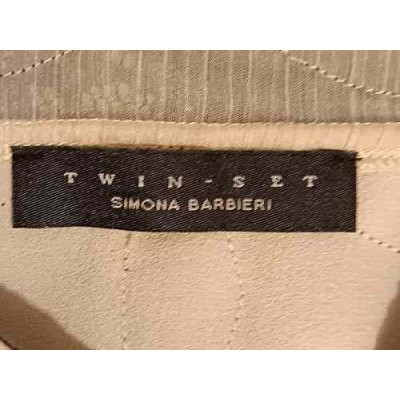 Twin Set - Top in poliestere di colore beige con pizzo nero - Italianfashionglam