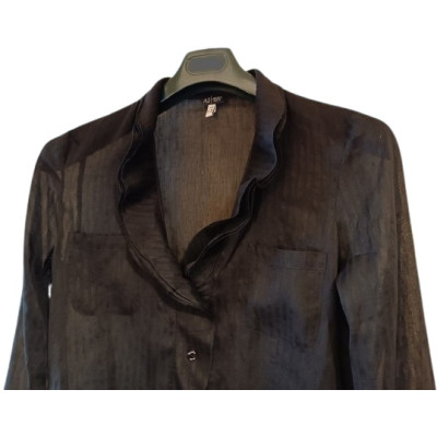 Armani Jeans - Camicia da donna in lino e seta color nero  - Italianfashionglam