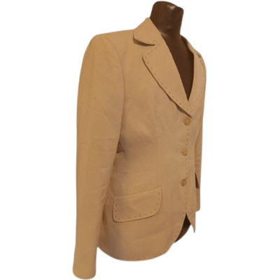 Brioni - Blazer da donna in cotone color beige tre tasche - Italianfashionglam