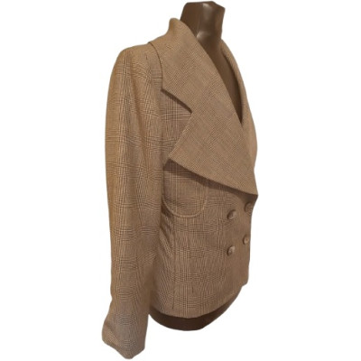 Costume National - Giacca donna in lana beige Principe di Galles - Italianfashionglam