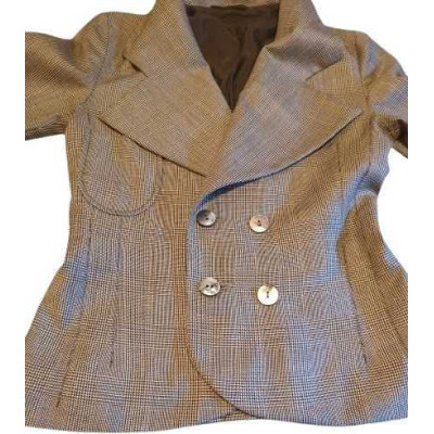 Costume National - Giacca donna in lana beige Principe di Galles - Italianfashionglam