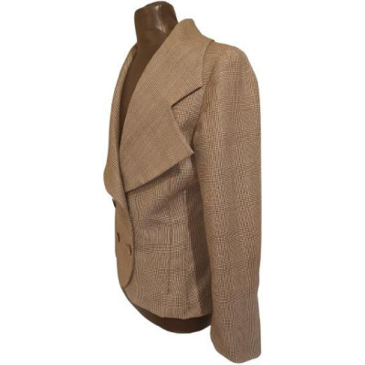 Costume National - Giacca donna in lana beige Principe di Galles - Italianfashionglam