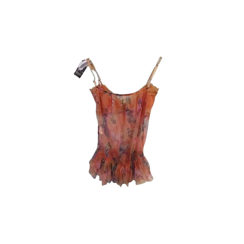 Station - Top glamour in cotone a rete color rosa/pesca - Italianfashionglam Station - Top glamour in cotone a rete color rosa/pesca - Italianfashionglam