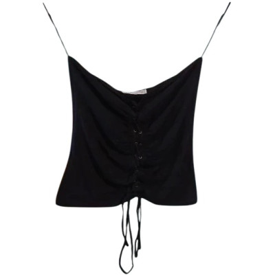 Zara - Top in viscosa di colore nero stretch con il laccetto