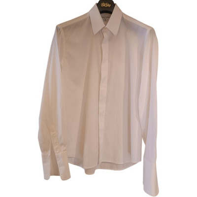 Valentino - Camicia da uomo in puro cotone color bianco manica lunga con gemelli - Italianfashionglam