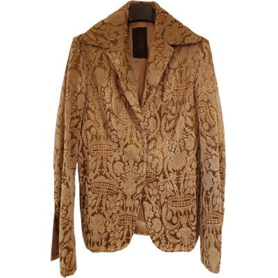 Pinko - Giacca glam da donna in vellutino di cotone color cammello - Italianfashionglam