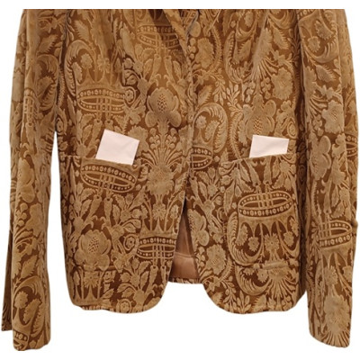 Pinko - Giacca glam da donna in vellutino di cotone color cammello - Italianfashionglam