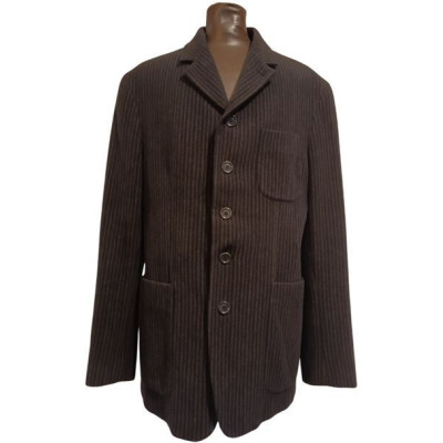 Romeo Gigli - Giacca uomo in lana blu gessato marrone - Italianfashionglam