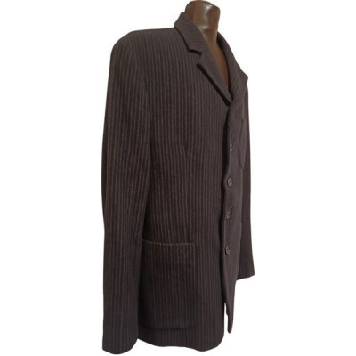 Romeo Gigli - Giacca uomo in lana blu gessato marrone - Italianfashionglam