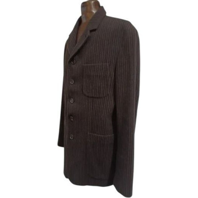 Romeo Gigli - Giacca uomo in lana blu gessato marrone - Italianfashionglam