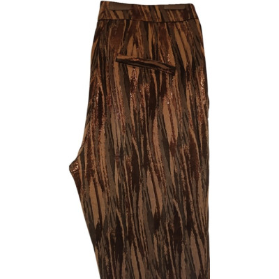 Nineminutes - Pantalone da donna in cotone multicolore a fantasia dorata - Italianfashionglam