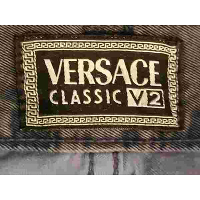 Versace - Grey jeans da donna in cotone dritti 5 tasche - Italianfashionglam