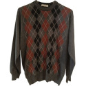 Burlington - Pullover da uomo in pura lana color grigio a rombi multi color - Italianfashionglam