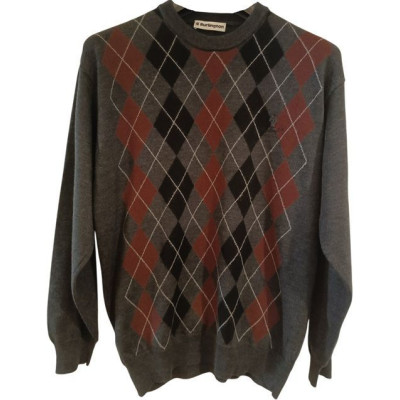 Burlington - Pullover da uomo in pura lana color grigio a rombi multi color - Italianfashionglam