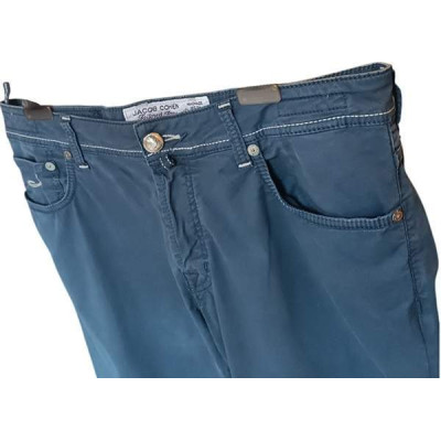 Jacob Cohën - Pantalone da uomo in cotone color blu 5 tasche - Italianfashionglam