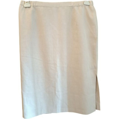 Marina Rinaldi - Gonna a trapezio in lino di colore beige - Italianfashionglam