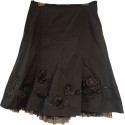 Marella - Gonna in poliestere nero svasata con ricami - Italianfashionglam