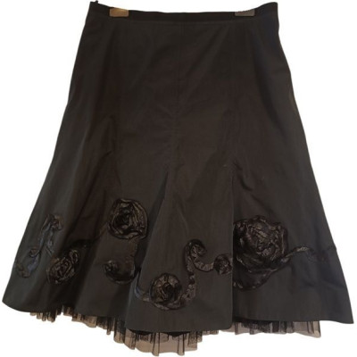 Marella - Gonna in poliestere nero svasata con ricami - Italianfashionglam
