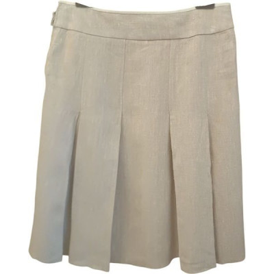 Max&Co. - Gonna in lino color beige a trapezio con pieghe - Italianfashionglam
