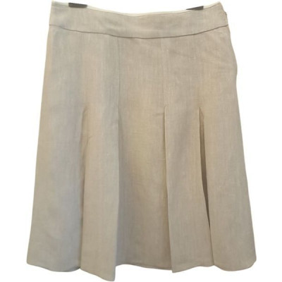 Max&Co. - Gonna in lino color beige a trapezio con pieghe - Italianfashionglam