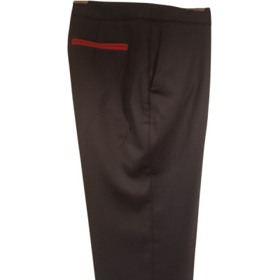 Trussardi - Pantalone da donna in lana blu scuro a gamba dritta - Italianfashionglam