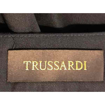 Trussardi - Pantalone da donna in lana blu scuro a gamba dritta - Italianfashionglam