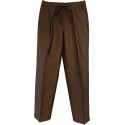 Luisa Cerano - Pantalone da donna in seta stretch marrone - Italianfashionglam