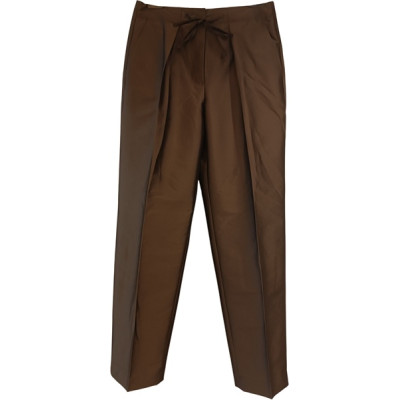 Luisa Cerano - Pantalone da donna in seta stretch marrone - Italianfashionglam