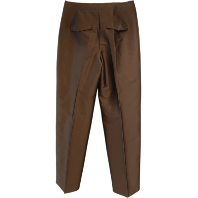 Luisa Cerano - Pantalone da donna in seta stretch marrone - Italianfashionglam