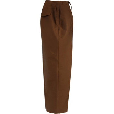 Luisa Cerano - Pantalone da donna in seta stretch marrone - Italianfashionglam