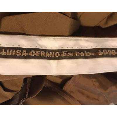 Luisa Cerano - Pantalone da donna in seta stretch marrone - Italianfashionglam