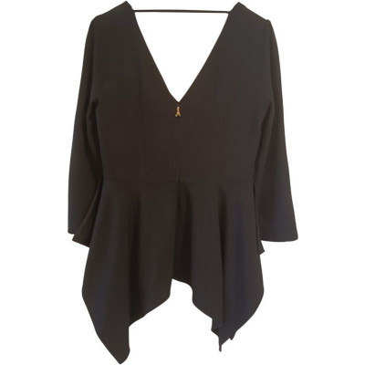 Patrizia Pepe - Blusa in acetato color nero a doppio scollo - Italianfashionglam