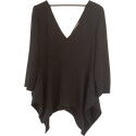 Patrizia Pepe - Blusa in acetato color nero a doppio scollo - Italianfashionglam