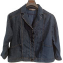 Marina Rinaldi - Blazer da donna in lino color blue jeans - Italianfashionglam