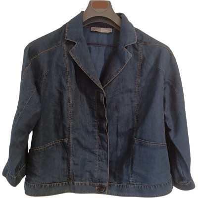 Marina Rinaldi - Blazer da donna in lino color blue jeans - Italianfashionglam