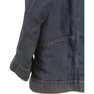 Marina Rinaldi - Blazer da donna in lino color blue jeans - Italianfashionglam